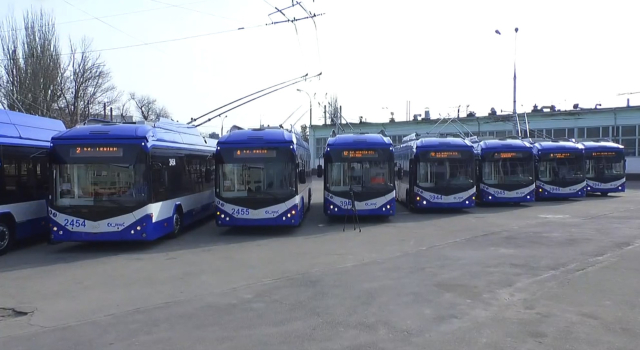 Launch of ten assembled trolleybuses at the Chisinau Electric Transport M.E

